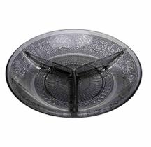 Petisqueira de Vidro com 3 Divisórias Angel Fumê 21,5 cm
