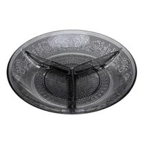Petisqueira de Vidro com 3 Divisórias Angel Fumê 21,5cm - 220618 Lyor