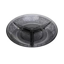 Petisqueira de vidro com 3 divisorias angel fume 21,5cm lyor