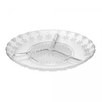 Petisqueira de Vidro com 3 Divisórias Floral 19,5cm - Lyor