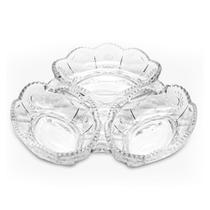 Petisqueira de Vidro Pequena Formato de Flor 3 Divisórias