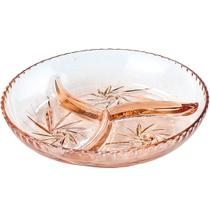 Petisqueira de Vidro Redonda Com 3 Divisórias Rose 22cm