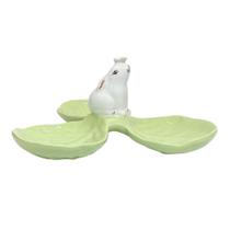 Petisqueira decorativa coelho na folha verde luiz salvador