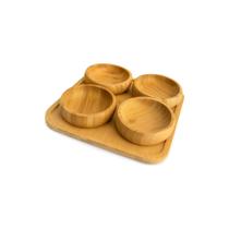 Petisqueira em Bambu 21x21cm com 4 Potes Petisqueira em Bambu 21x21cm com 4 Potes