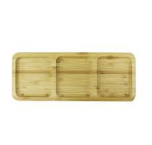Petisqueira em bambu retangular com 3 divisórias 25x10cm Petisqueira em bambu retangular com 3 divisórias 25x10cm