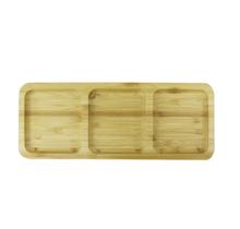 Petisqueira em bambu retangular com 3 divisórias 25x10cm Petisqueira em bambu retangular com 3 divisórias 25x10cm