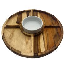 Petisqueira em Madeira Teca Com Ramequim Porcelana - Le Requena Petisqueira em Madeira Teca Com Ramequim Porcelana - Le Requena