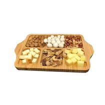 Petisqueira Gamela retangular bambu 27 x 17cm 4 divisões