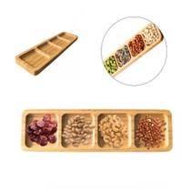 Petisqueira Grande Tábua Frios Retangular Bambu 4 Divisórias Petisqueira Grande Tábua Frios Retangular Bambu 4 Divisórias