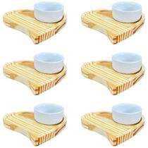 Petisqueira Jogo para Servir Molhos e Caldas - 12 Peças em Porcelana e Pinus Petisqueira Jogo para Servir Molhos e Caldas - 12 Peças em Porcelana e Pinus