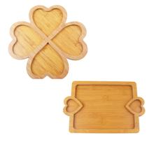 Petisqueira Kit Tabua Bambu 4 Coracao + 3 Compartimentos Petisqueira Kit Tabua Bambu 4 Coracao + 3 Compartimentos