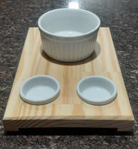 Petisqueira - Kit Tábua para Molhos e Petiscos - Porcelana Branca Petisqueira - Kit Tábua para Molhos e Petiscos - Porcelana Branca