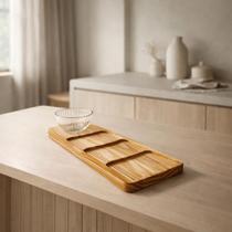 Petisqueira Madeira Tábua 3 Divisórias Molheira Transparente Petisqueira Madeira Tábua 3 Divisórias Molheira Transparente