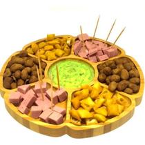 Petisqueira Madeira Tipo Bambu Para Petiscos Café 7 Divisões Petisqueira Madeira Tipo Bambu Para Petiscos Café 7 Divisões