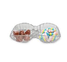 Petisqueira Molheira em Vidro com 2 Divisórias para Petiscos