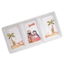 Petisqueira Natal 3 Divisões Sagrada Família 31cm Branco Bandeja Travessa Sobremesa Petisqueira Natal 3 Divisões Sagrada Família 31cm Branco Bandeja Travessa Sobremesa