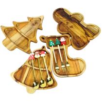 Petisqueira Natal + Talheres sobremesa Natalino