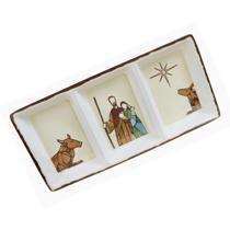 Petisqueira Natalina Sagrada Família 3 Divisões Melamina 31cm