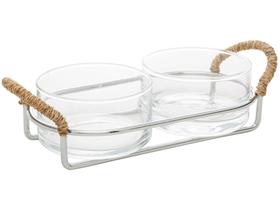 Petisqueira Oval com Suporte 3 Peças Wolff Nature Petisqueira Oval com Suporte 3 Peças Wolff Nature