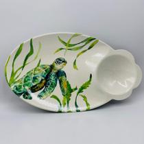 Petisqueira Oval em Melamina Desenho Tartaruga 36x21cm Petisqueira Oval em Melamina Desenho Tartaruga 36x21cm