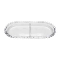 Petisqueira Oval Wolff Pearl de Cristal com Divisória 24cm Petisqueira Oval Wolff Pearl de Cristal com Divisória 24cm