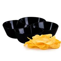 Petisqueira Para Salgadinhos Petiscos Com 4 Divisões Preta 25x25x6cm