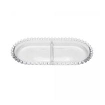 Petisqueira Pearl C/ Divisória 24x12cm Em Cristal Wolff