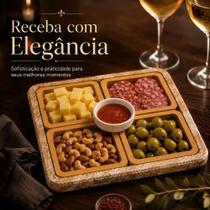 Petisqueira Petiscos 4 Divisórias Madeira MDF Frios Queijo Decorativa