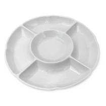 Petisqueira Prato Melamina 5 Divisórias Branca Petiscos