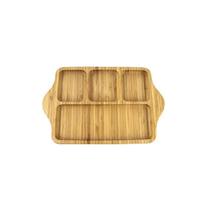 Petisqueira Quadrada Bambu com 4 Divisórias