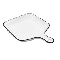 Petisqueira Quadrada com Alça Cerâmica Branca 22,5cm x 16,5cm