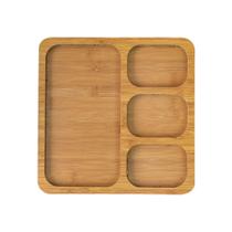 Petisqueira Quadrada De Madeira Com 4 Divisórias 26x26cm