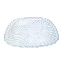 Petisqueira quadrada de vidro com relevo 24 x 24 cm