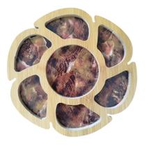 Petisqueira Redonda 7 Cavidades Tábua para Frios, Petiscos Carne Churrasco Casa Cozinha Utilidades