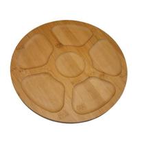 Petisqueira Redonda Bambu 30cm 6 Cavidades Tabua De Frios