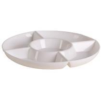 Petisqueira Redonda Branca Com 5 Divisões LE CHEF 28x3Cm Petisqueira Redonda Branca Com 5 Divisões LE CHEF 28x3Cm