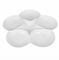 Petisqueira Redonda Conchas em Ceramica Branca 28cm