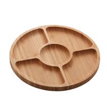 Petisqueira redonda de bambu c/5 divisórias 25cm - Lyor