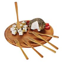 Petisqueira Redonda em Bambu com 6 Garfos Tábua para Petisco Frios Petisqueira Redonda em Bambu com 6 Garfos Tábua para Petisco Frios