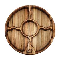 Petisqueira Redonda Madeira Teca 5 Divisórias Frios Churras