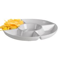 Petisqueira Redonda P/ Salgadinhos Com 5 Divisórias Branco 28x3cm