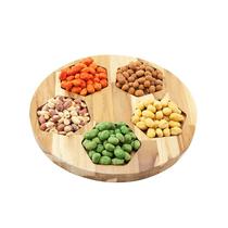 Petisqueira Redonda Tabua Madeira Teca 5 Divisões