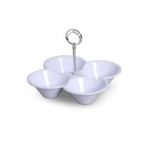 Petisqueira Requinte 4 Divisões Niquelart 447-4 com Haste Cromada Branco