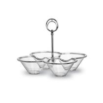 Petisqueira Requinte Transparente 4 Div.26cm C/haste Cromada n447-10