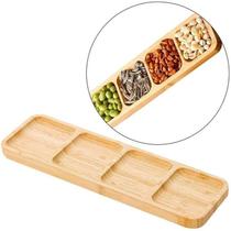 Petisqueira Retangular Bambu Quatro Compartimentos Elegante Petisqueira Retangular Bambu Quatro Compartimentos Elegante