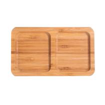Petisqueira Retangular Com 2 Divisórias De Bambu