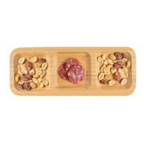 Petisqueira Retangular Com 3 Divisórias De Bambu