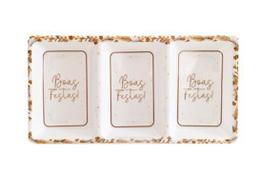 Petisqueira Retangular com 3 Divisórias de Melamina com Decoração Natalinas Boas Festas 30 x 15 cm Petisqueira Retangular com 3 Divisórias de Melamina com Decoração Natalinas Boas Festas 30 x 15 cm