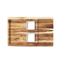 Petisqueira Retangular de Madeira Teca com 2 Potes - Stolf