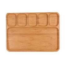 Petisqueira Retangular Decorativa Bambu Com Divisorias 1 UNI